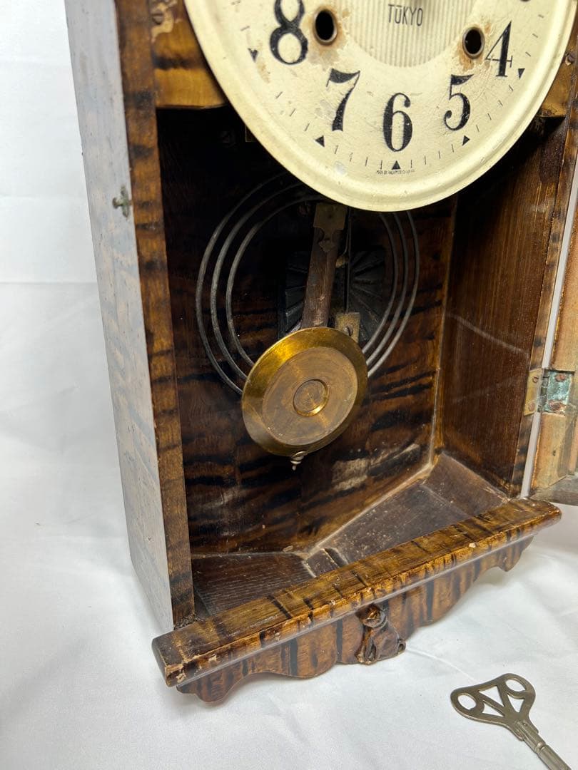 TUKYO 舘本時計 ボンボン時計 レトロ掛け時計 桃 柴