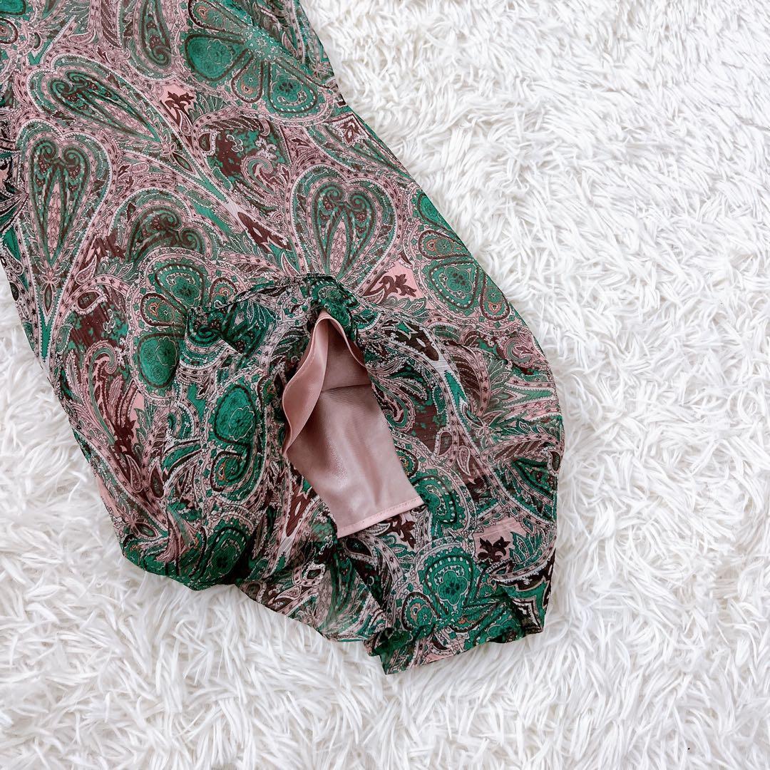 ANAYI 楊柳ペイズリー柄オールインワン 34サイズ 美品 グリーン系 完売品