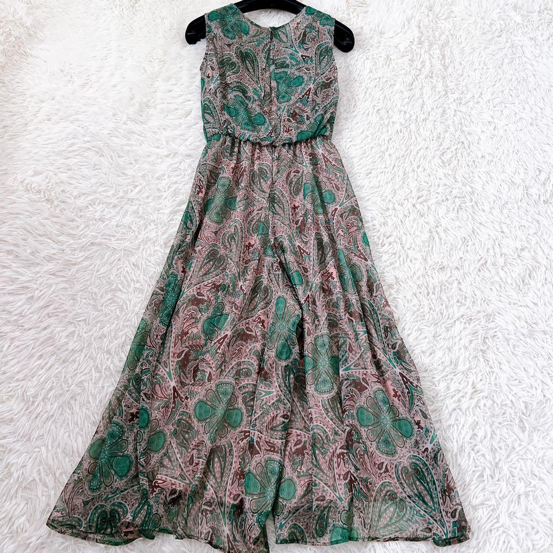 ANAYI 楊柳ペイズリー柄オールインワン 34サイズ 美品 グリーン系 完売品