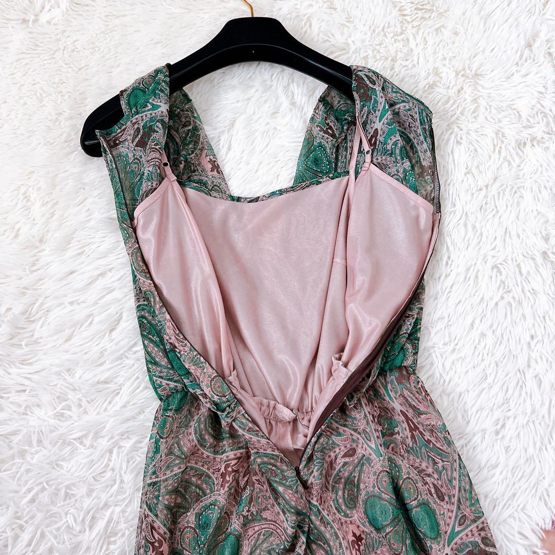 ANAYI 楊柳ペイズリー柄オールインワン 34サイズ 美品 グリーン系 完売品