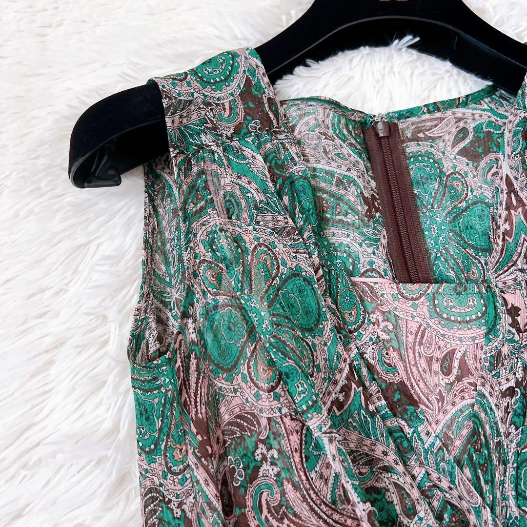 ANAYI 楊柳ペイズリー柄オールインワン 34サイズ 美品 グリーン系 完売品