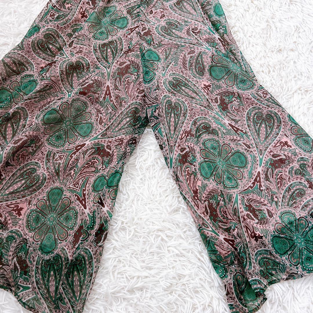 ANAYI 楊柳ペイズリー柄オールインワン 34サイズ 美品 グリーン系 完売品