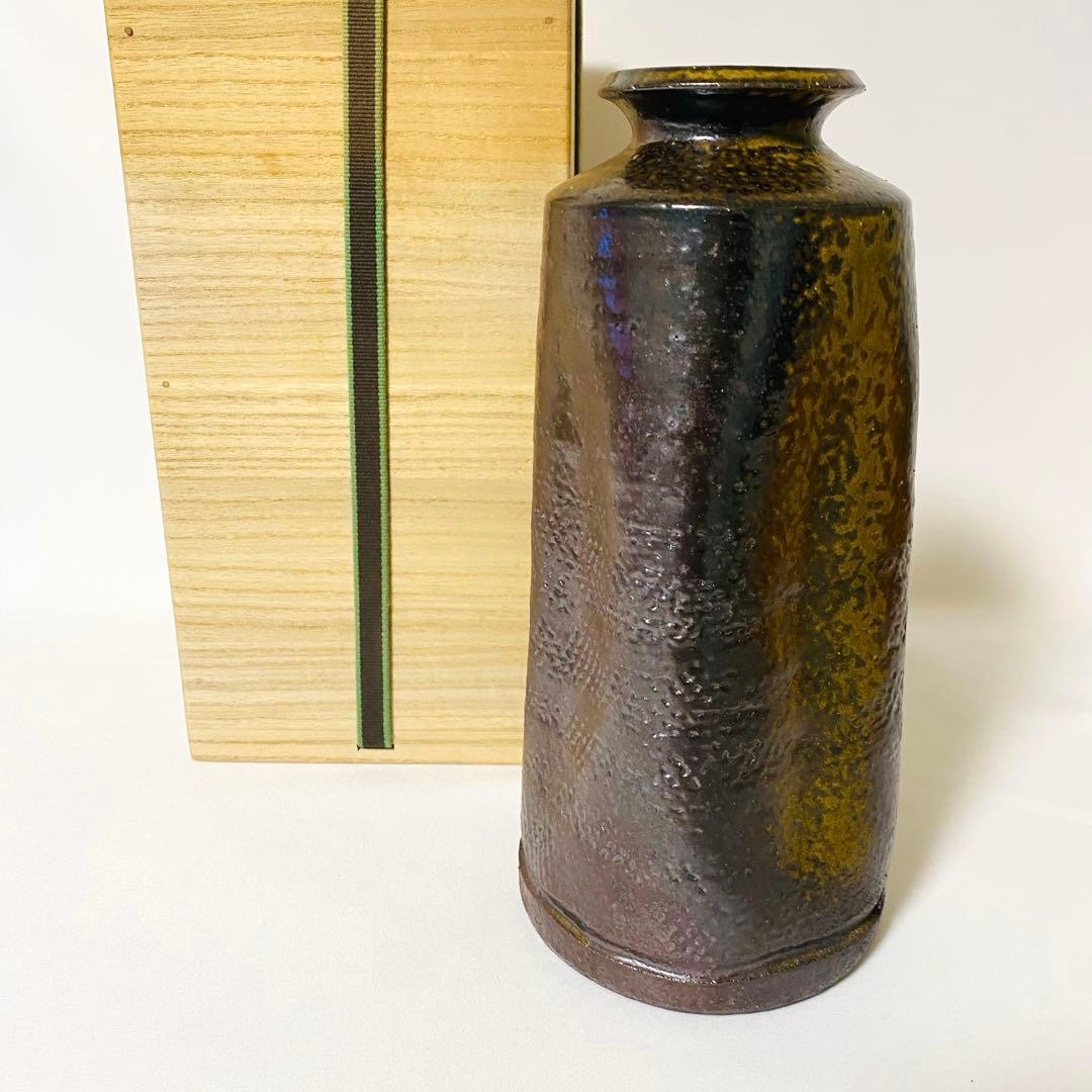 希少 高麗焼締 高麗焼 宋海 陶器 花瓶 フラワーベース 花器 中型 木箱
