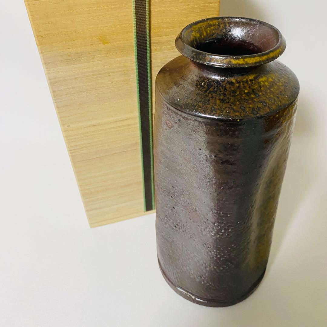 希少 高麗焼締 高麗焼 宋海 陶器 花瓶 フラワーベース 花器 中型 木箱