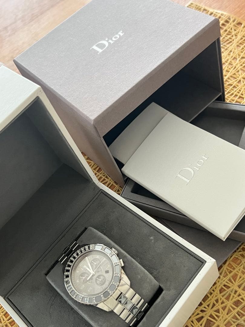 Dior ♡メンズ時計♡クリスタル デイト クロノグラフ ダイヤベゼル クォーツ