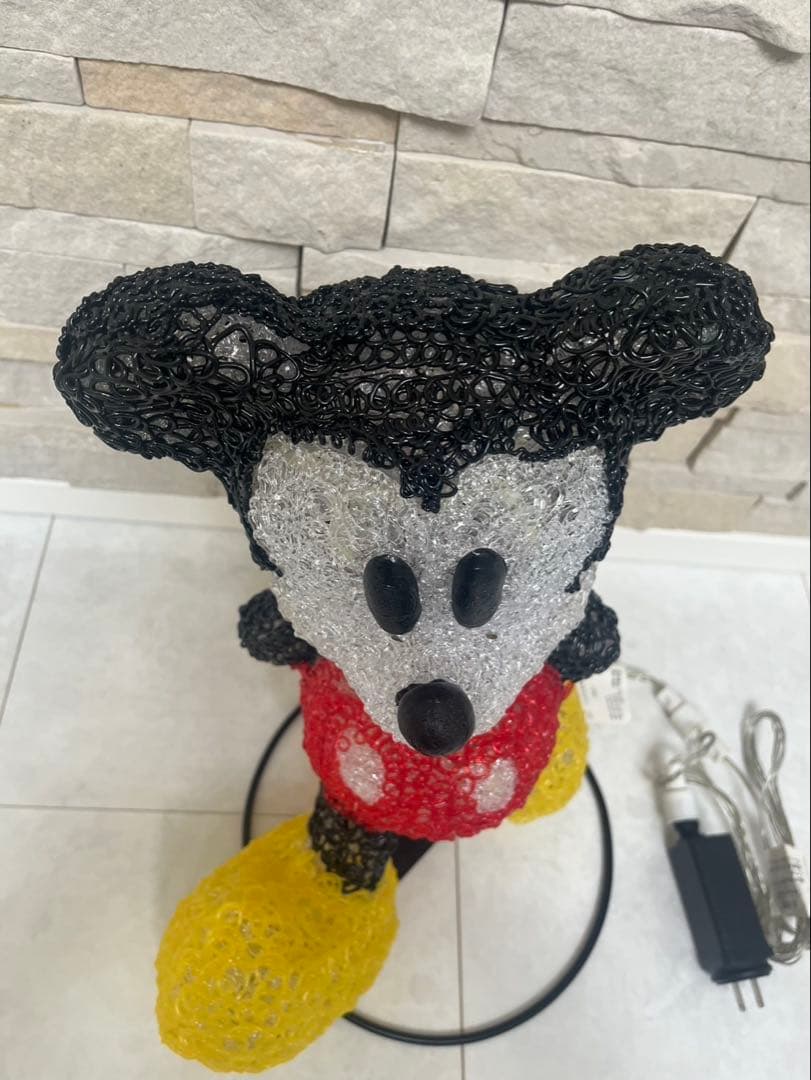 3D クリスタルモチーフ　ミッキーマウス LEDランプ 約30cm