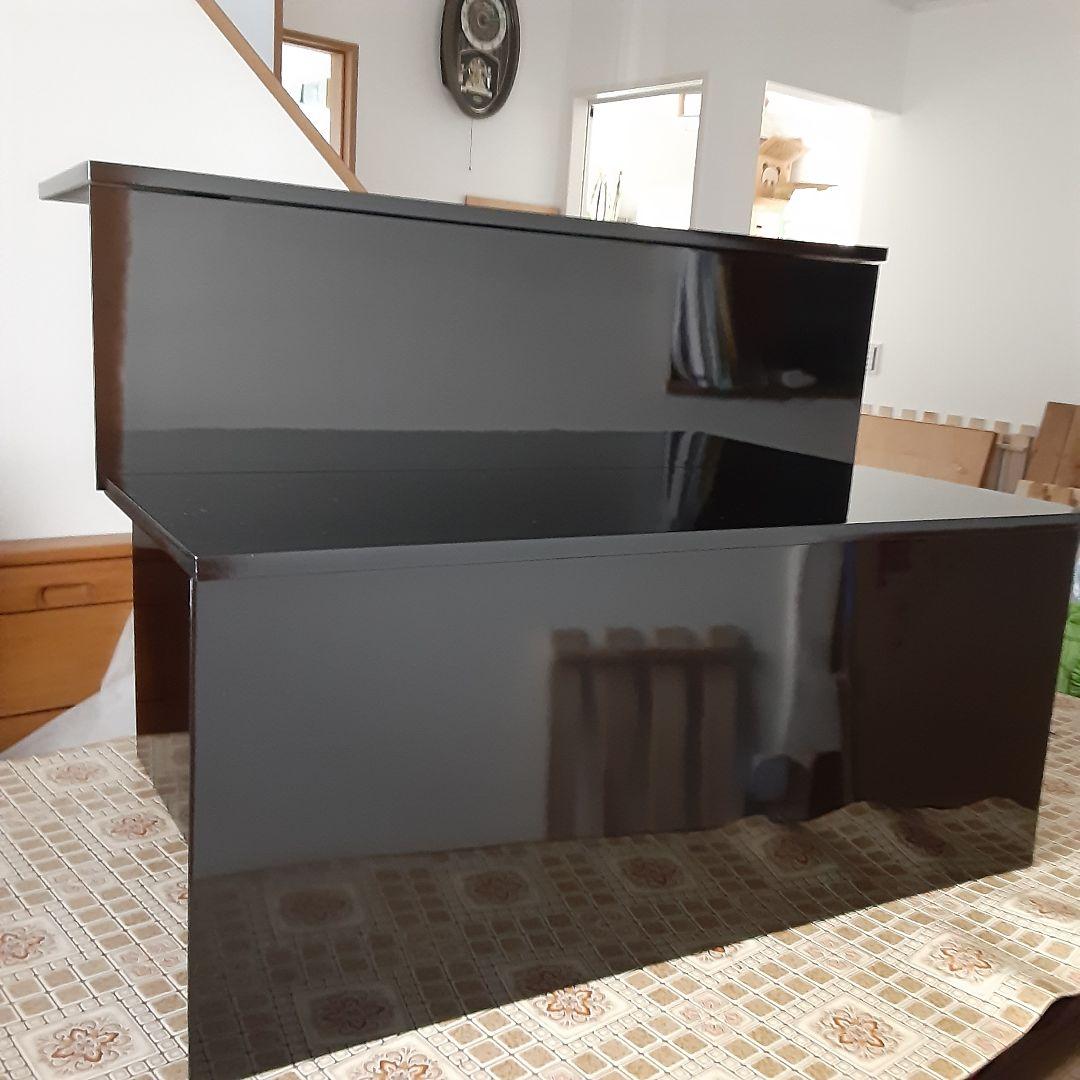 黒塗り飾り棚(二段・組み立て式)