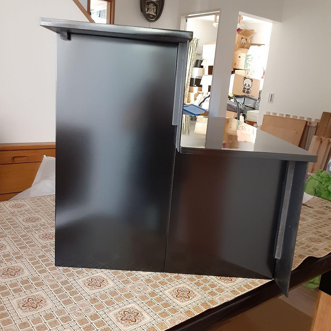 黒塗り飾り棚(二段・組み立て式)