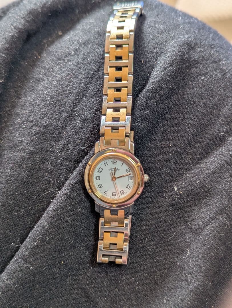 エルメス クリッパー レディース腕時計 コンビ シルバー×ゴールド　動作確認済み