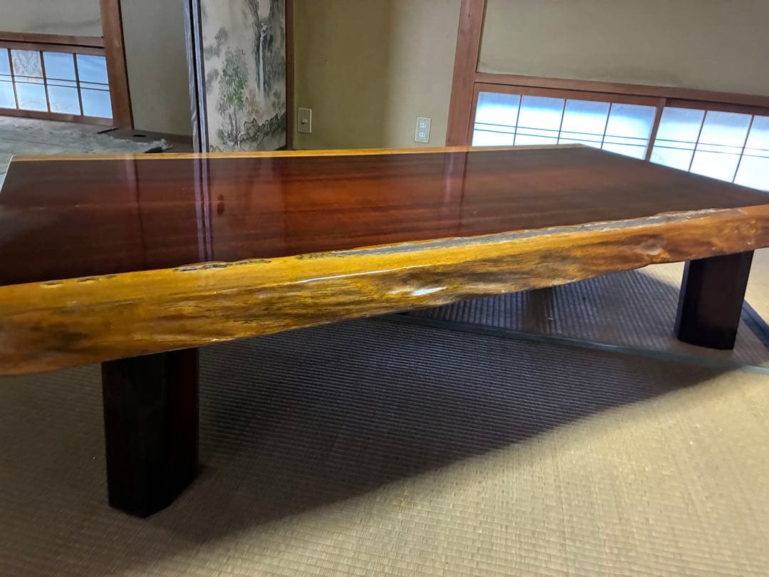 【最終値下げ　2/11削除】無垢材一枚板テーブル　長方形座卓