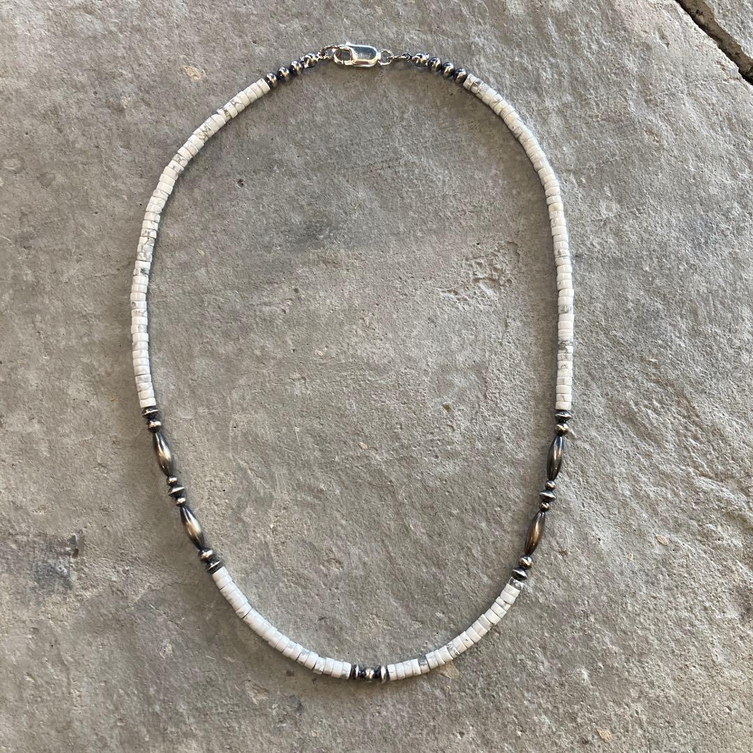 551ホワイトターコイズとSV925製ナバホパールのオリジナルネックレス