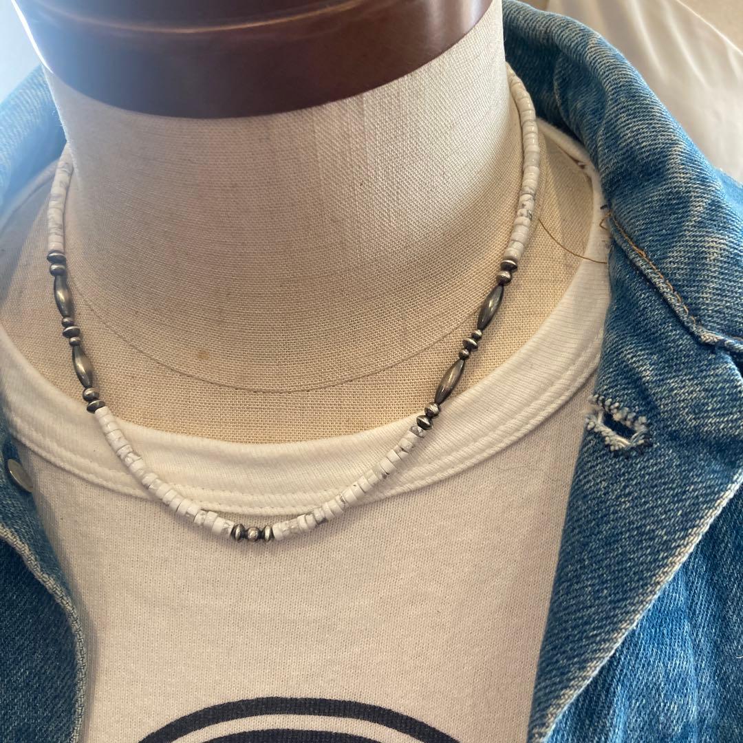 551ホワイトターコイズとSV925製ナバホパールのオリジナルネックレス