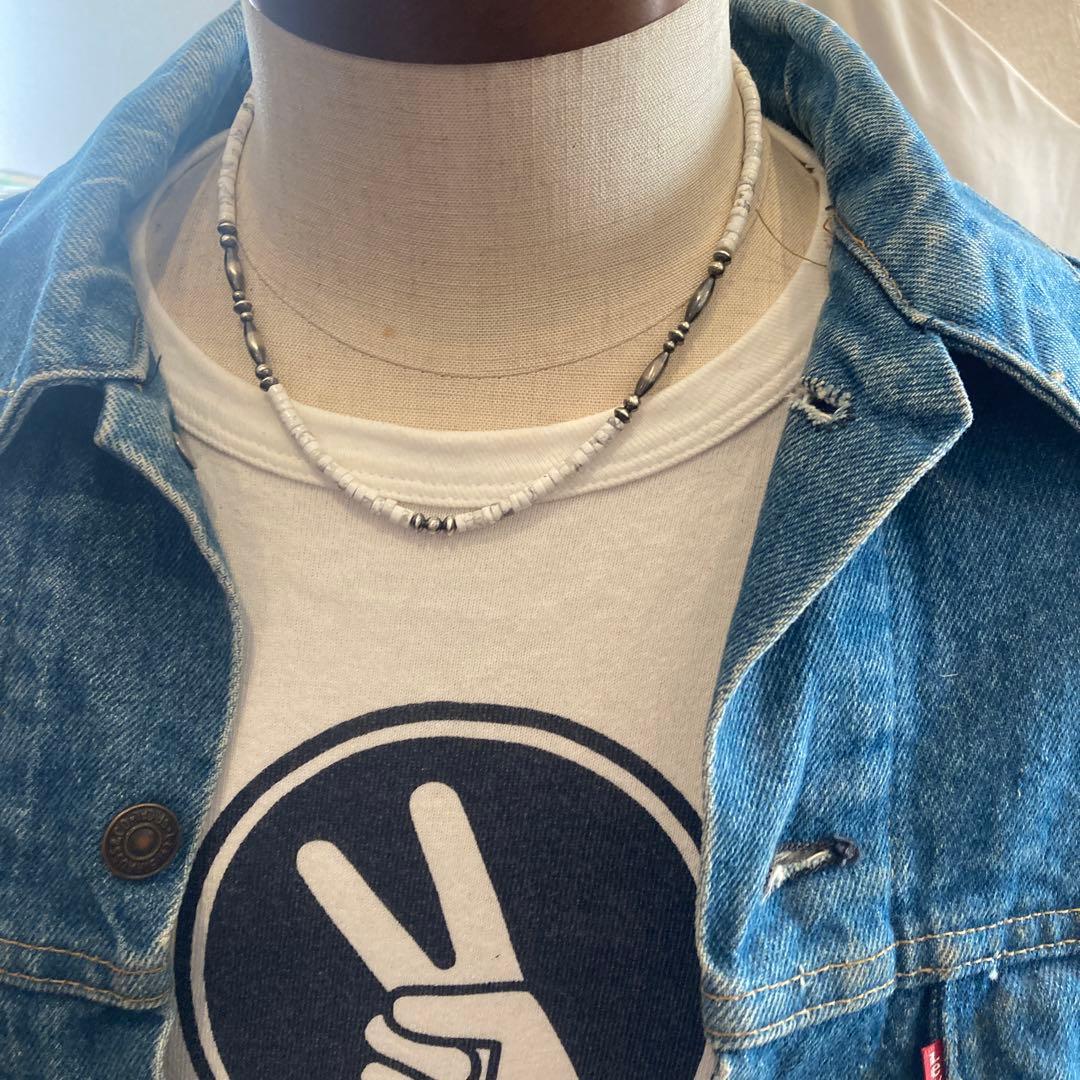 551ホワイトターコイズとSV925製ナバホパールのオリジナルネックレス