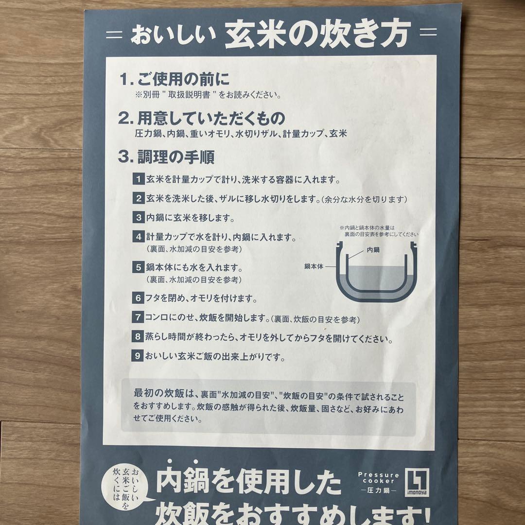 ヘイワ　圧力鍋 カムカム鍋セット　取扱説明書付き　鋳物屋　玄米圧力鍋