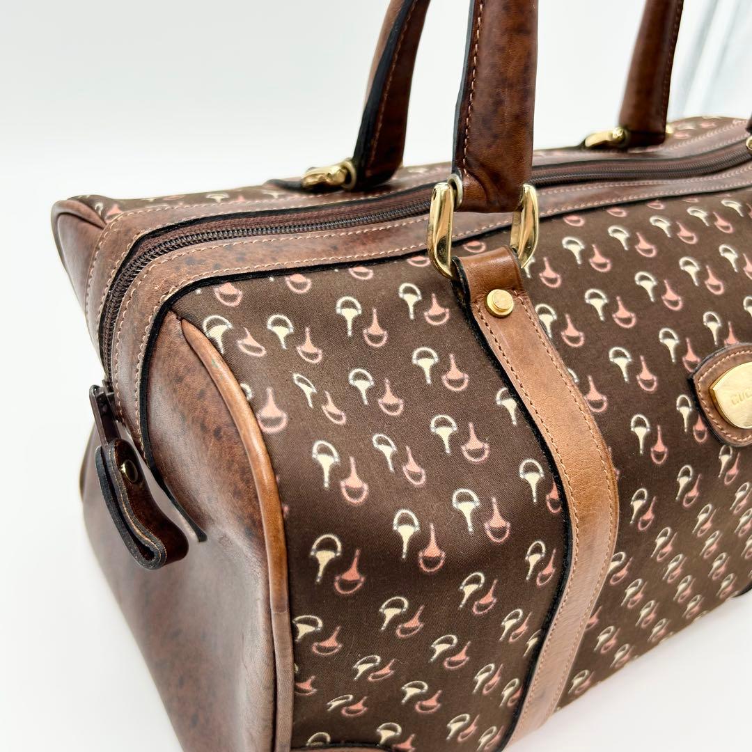 GUCCI オールドグッチ ミニ ボストンバッグ ホースビット柄 ブラウン