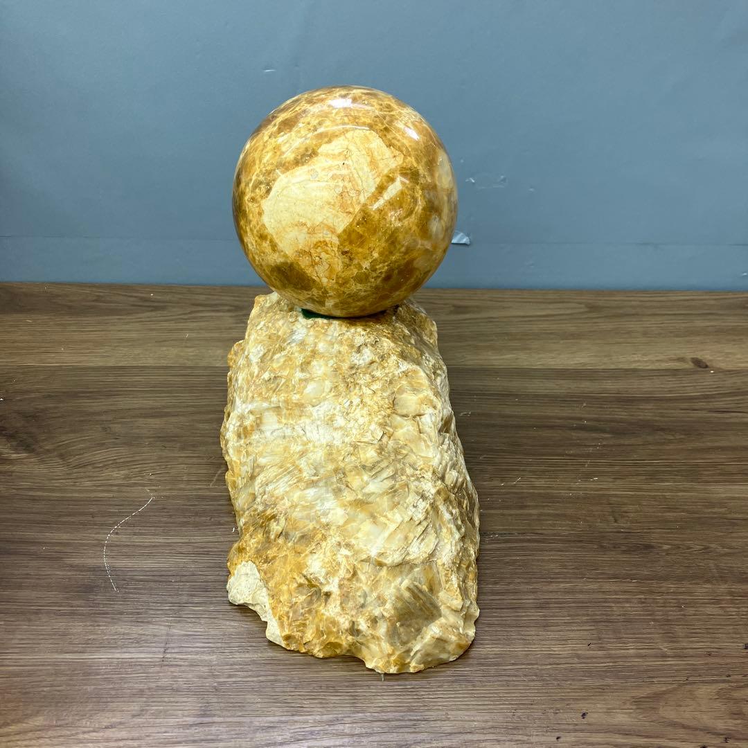 4F イエローアラゴナイト 原石 台座セット 天然石 置物 パワーストーン