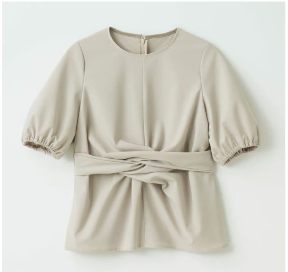 heauサロンウェア　ユニフォームトップスのみバルーン袖 Mサイズグレージュ