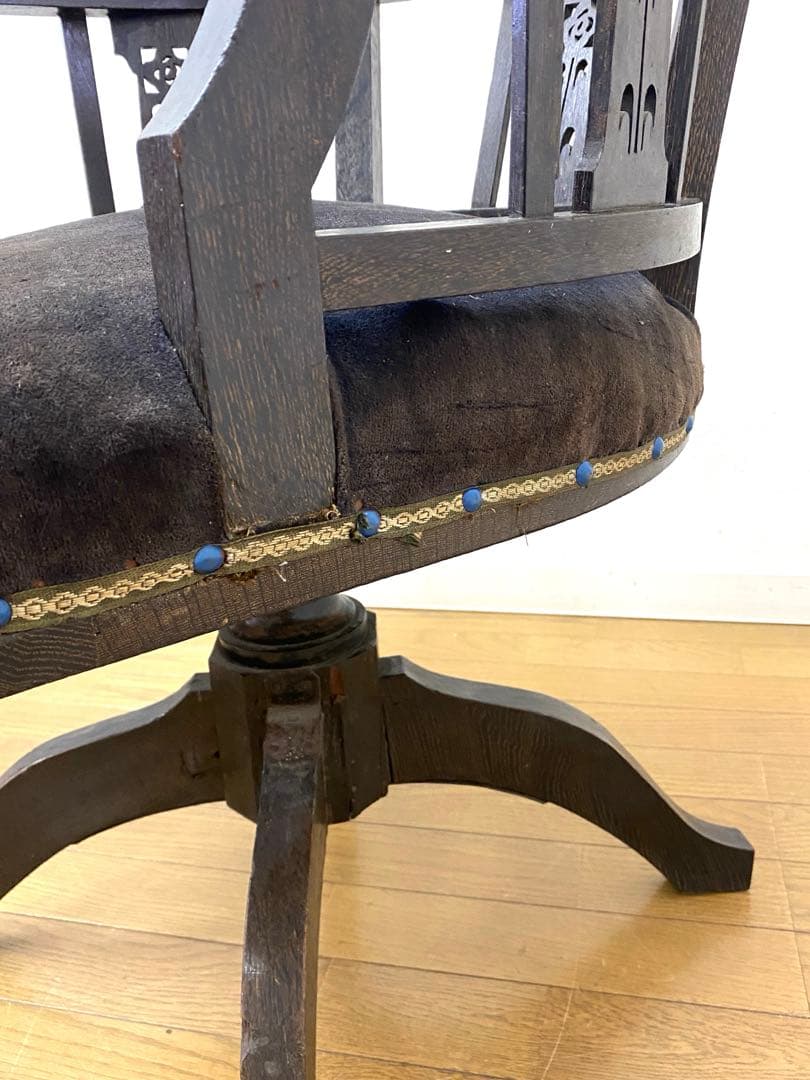 アンティーク レトロ ドクターチェア 回転椅子 ベロアシート当時物