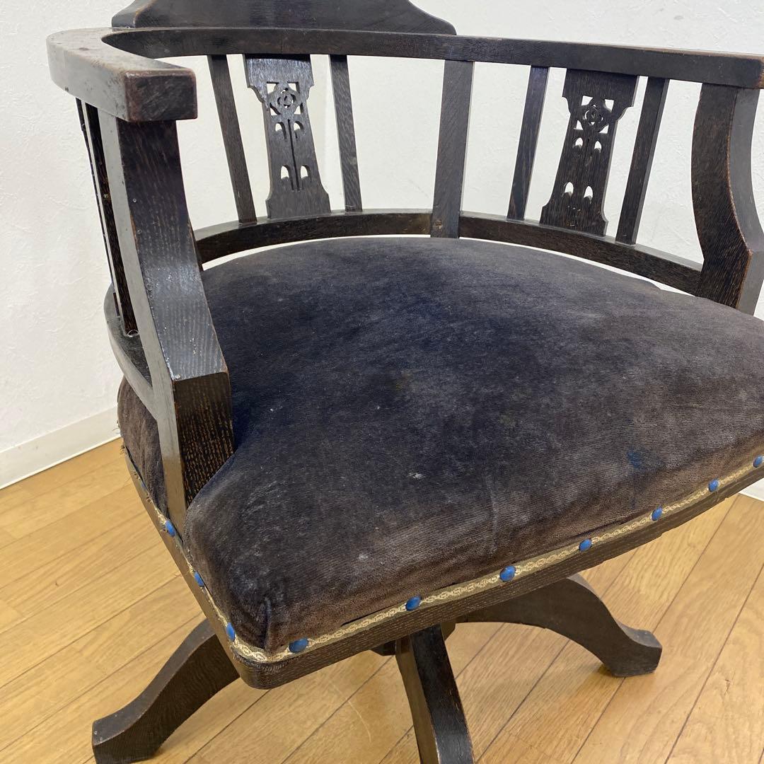 アンティーク レトロ ドクターチェア 回転椅子 ベロアシート当時物