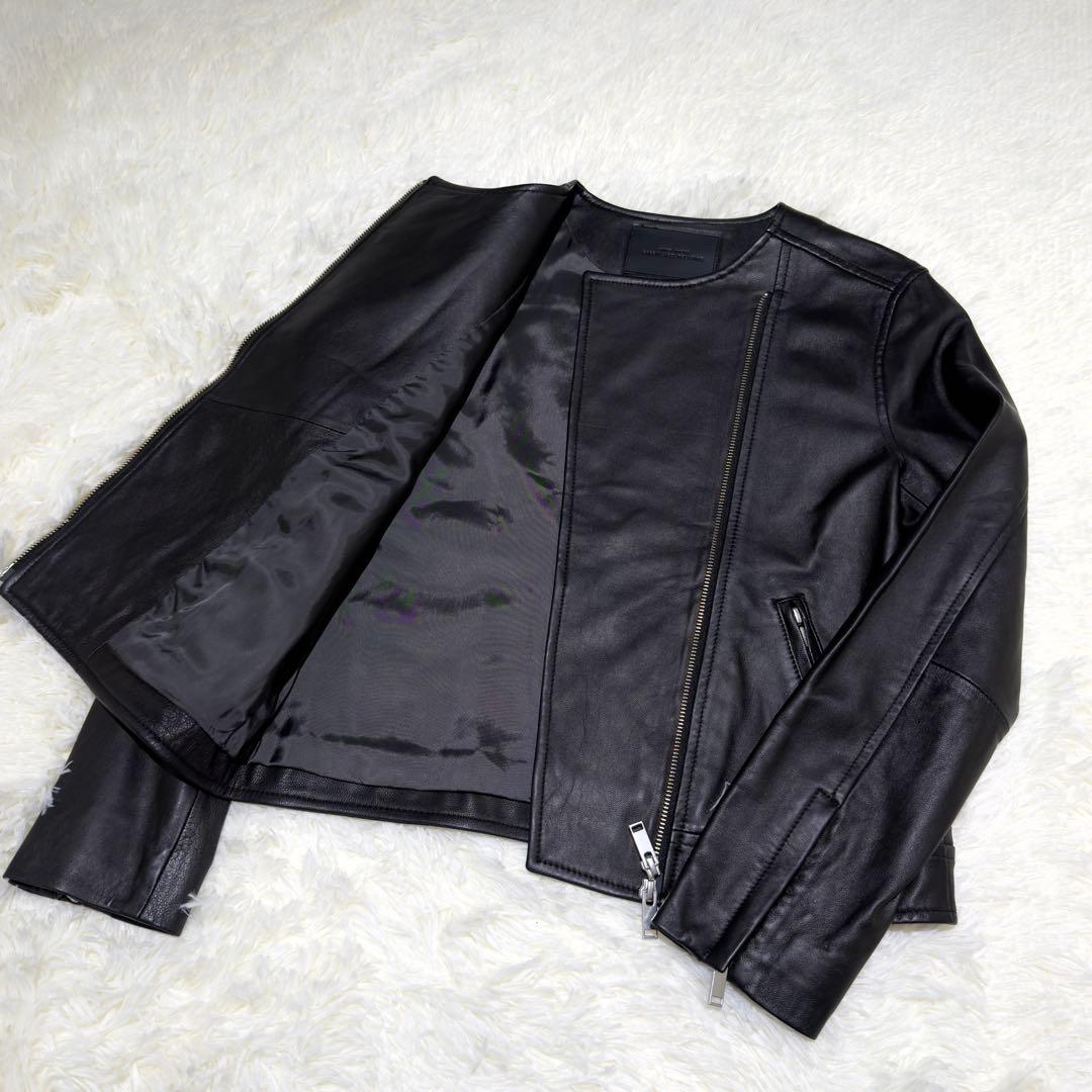 ほぼ新品✨ユナイテッドアローズ ダブルライダース ノーカラー ラムレザー L