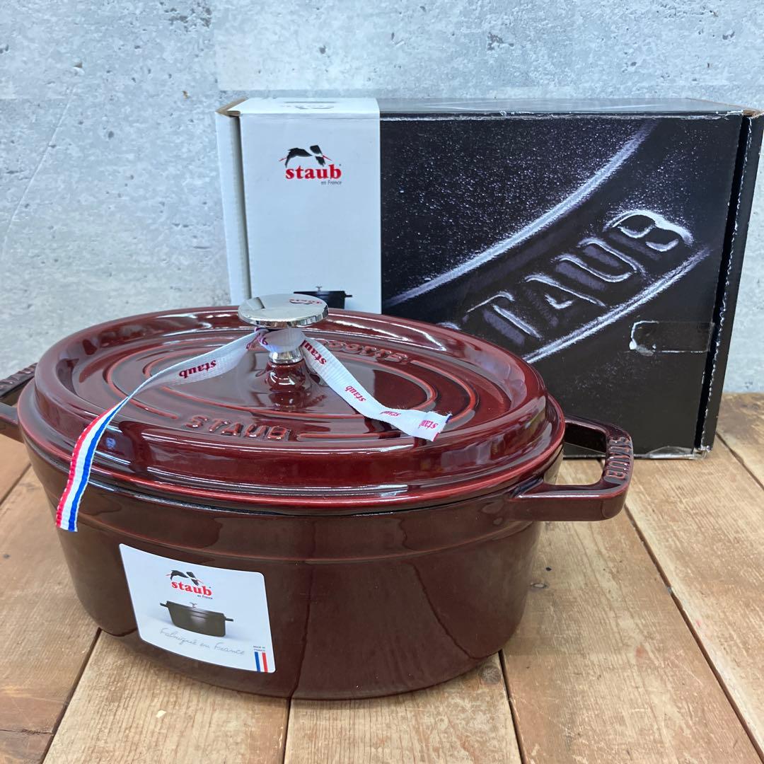 ストウブ staub ココット オーバル ホーロー鍋 ミルクパン 箱付き