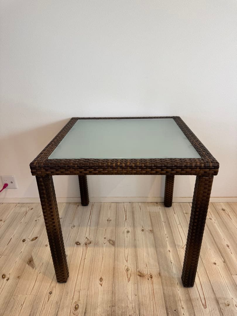 ラタン調 ガラストップ エーゲテーブル 屋外可 カフェ ガーデン③