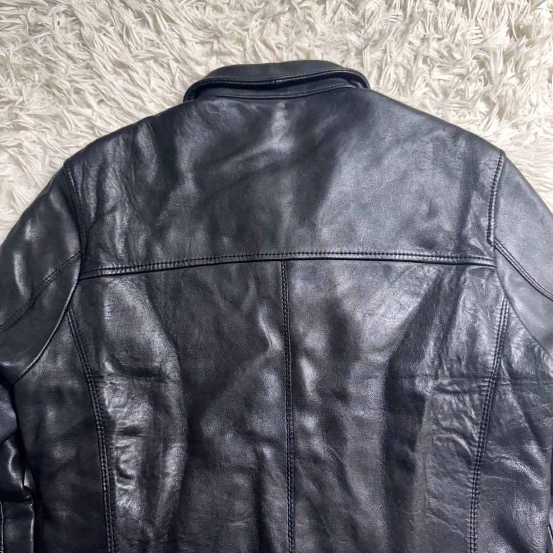 ナノユニバース　シングルライダース　ラムレザー　黒 赤　キルティング　メンズL