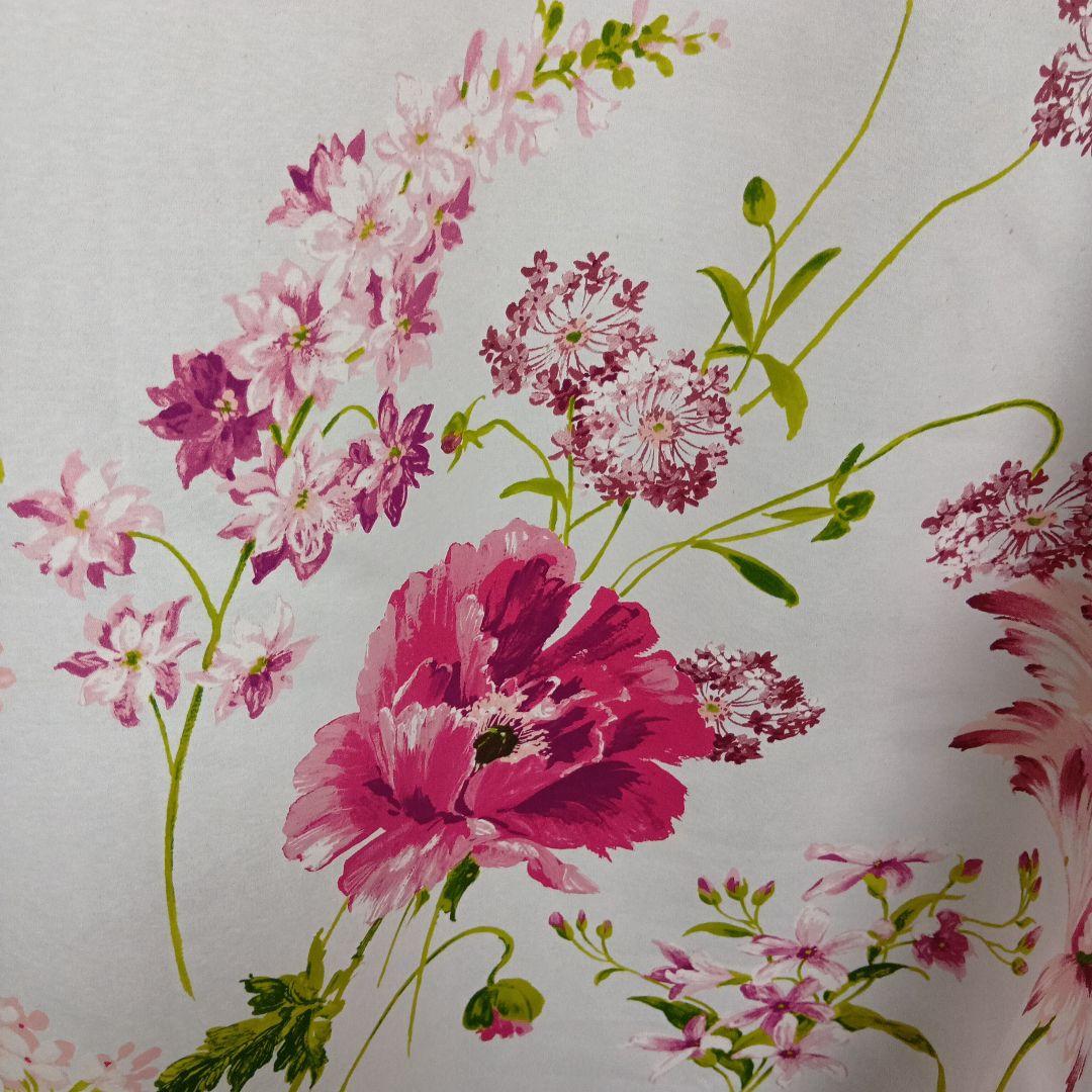 花柄ドレープカーテン（ピンク・フローラル）198センチ　遮光2級