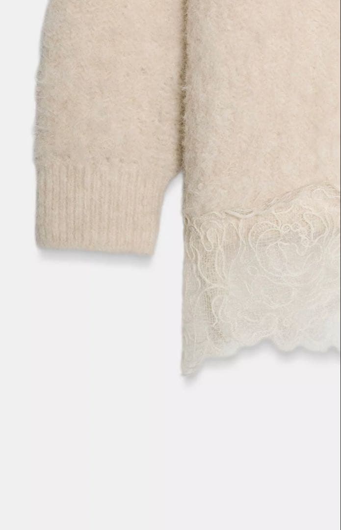 【新品タグ付き】ZARA レースコンビニットセーター　S