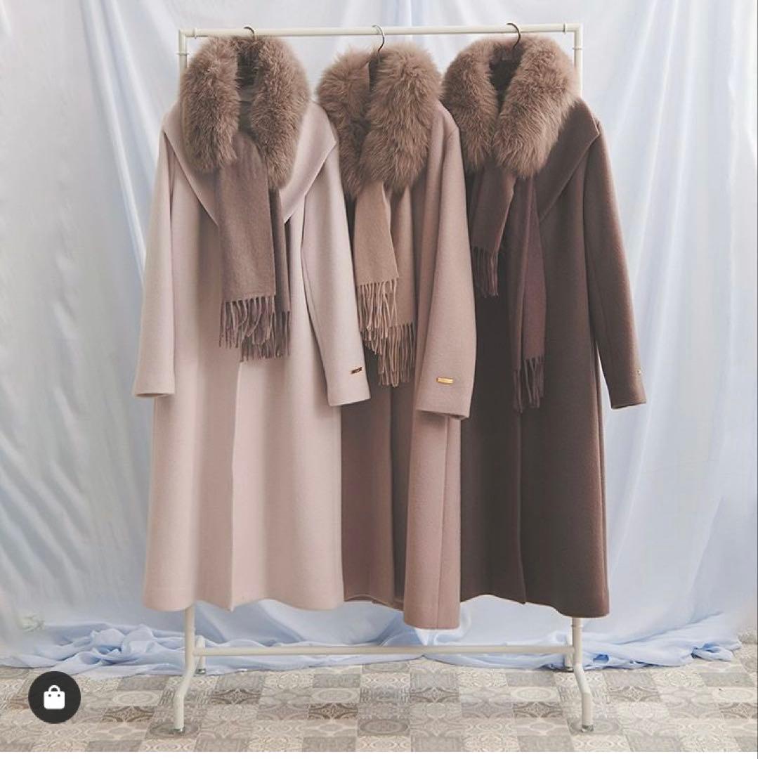 AIMER エメ アンゴラ フォックスファー ロングコート ファー取り外し可