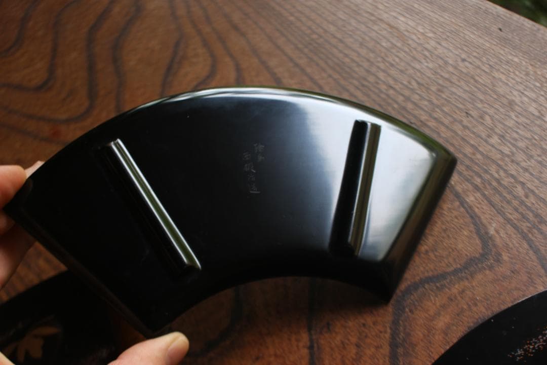 極上草花蒔絵の映える扇面銘々皿5点揃（検輪島塗銘々皿菓子皿茶道具