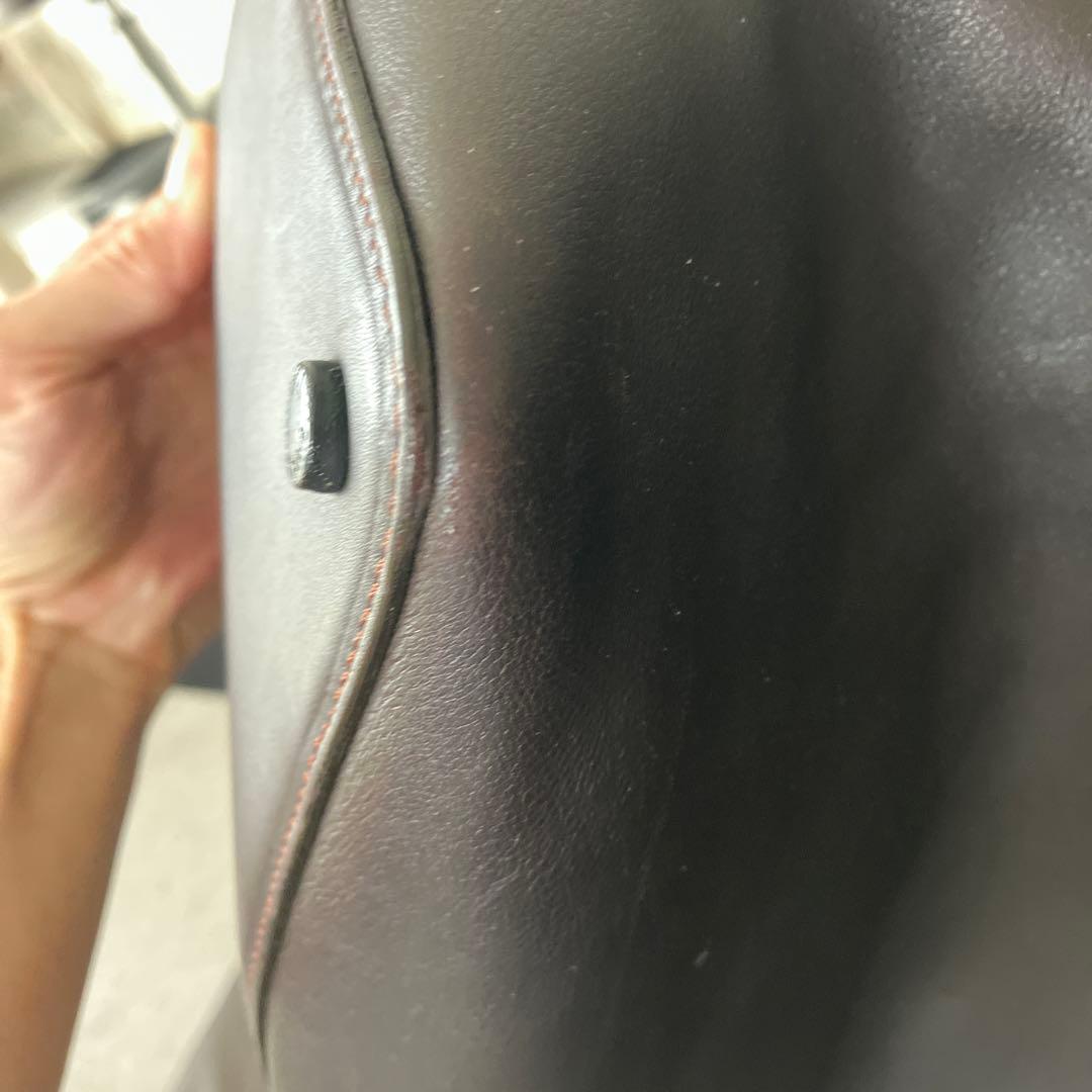 シャネルターンロックラムスキンボストンショルダービジネスバッグ大ブラウン