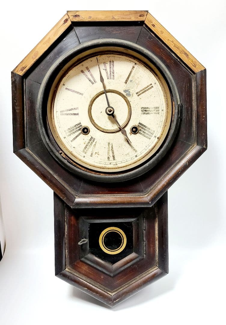 柱時計 堀田時計店 振り子時計 ボンボン時計 八角型 アンティーク 明治 レトロ