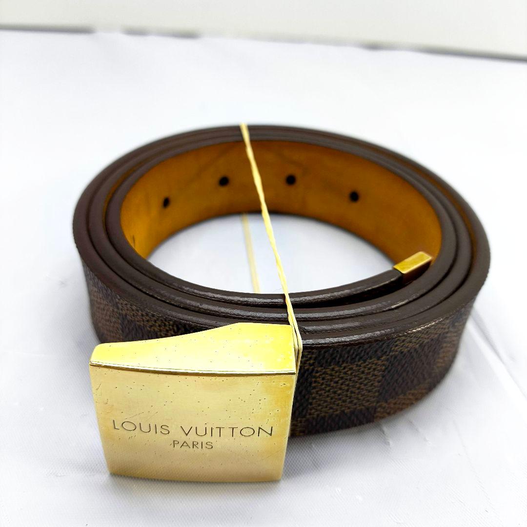 ルイヴィトン ダミエ エヌベ サンチュール ベルト ゴールド金具