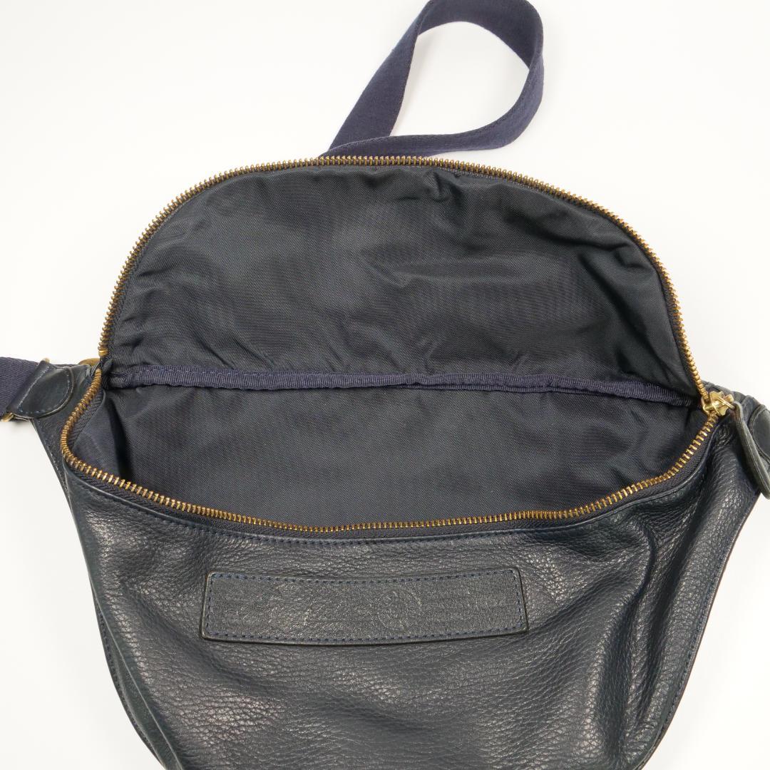 極美品✨フェリージ 1052 オールレザー ボディバッグ ネイビー シボ革