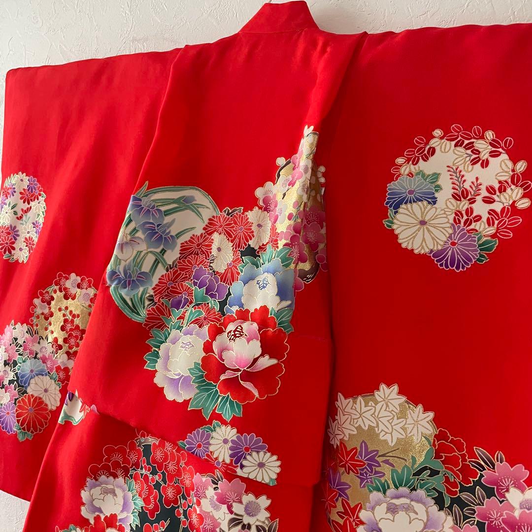 美品　七五三　3歳　正絹お着物セット　　作り帯コーデ