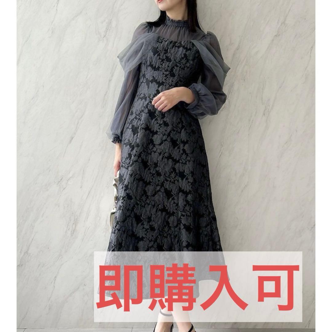 dazzlin シアーベールセミフレアワンピース　ブラック