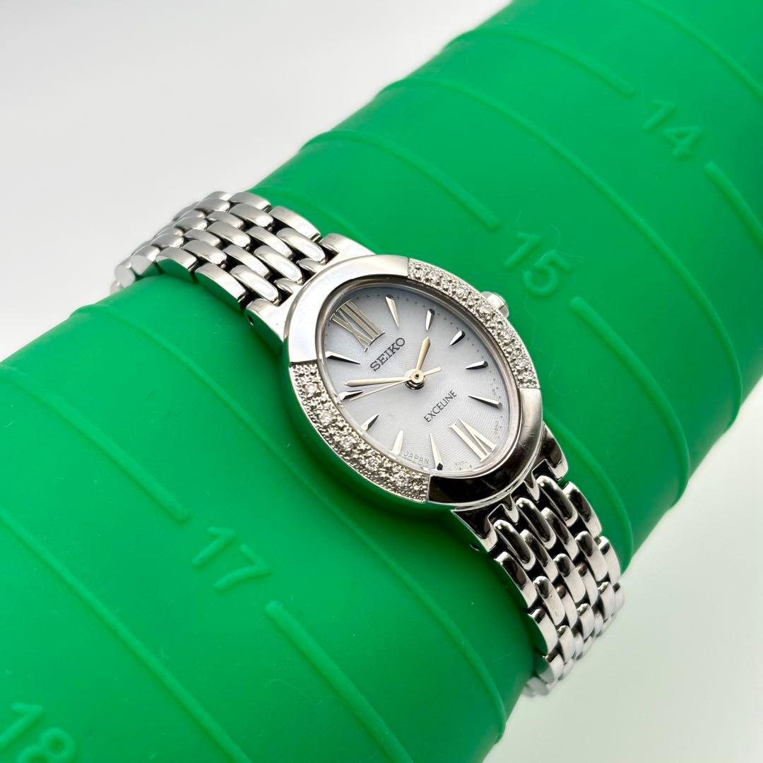 SEIKO セイコー　エクセリーヌ　シェル　10Pダイヤベゼル　時計　レディース