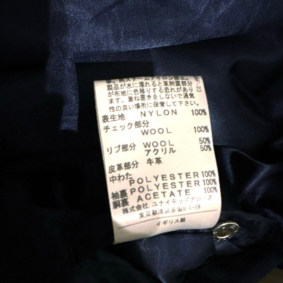 クロスサージョン チェック柄MA1フライトジャケット S イギリス製 カーキ