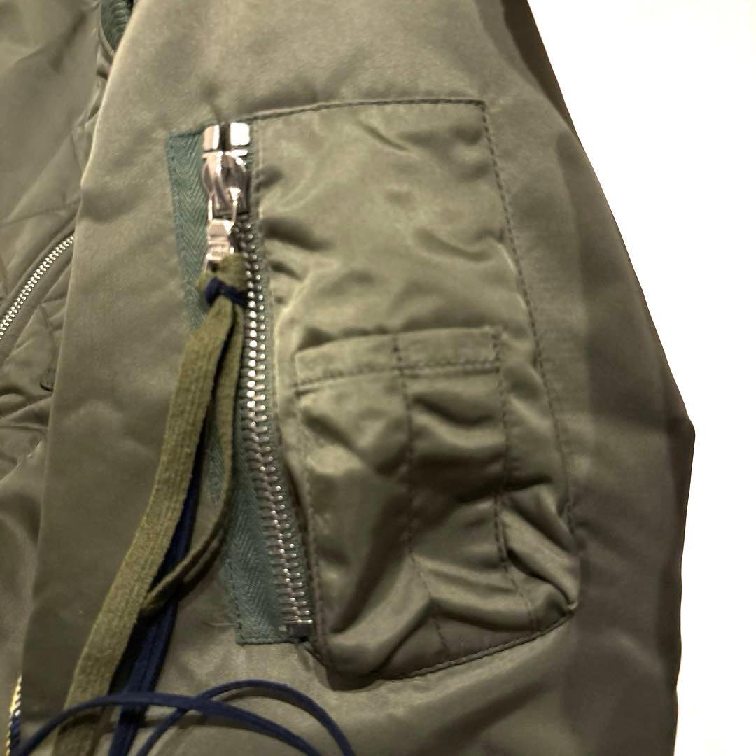 クロスサージョン チェック柄MA1フライトジャケット S イギリス製 カーキ