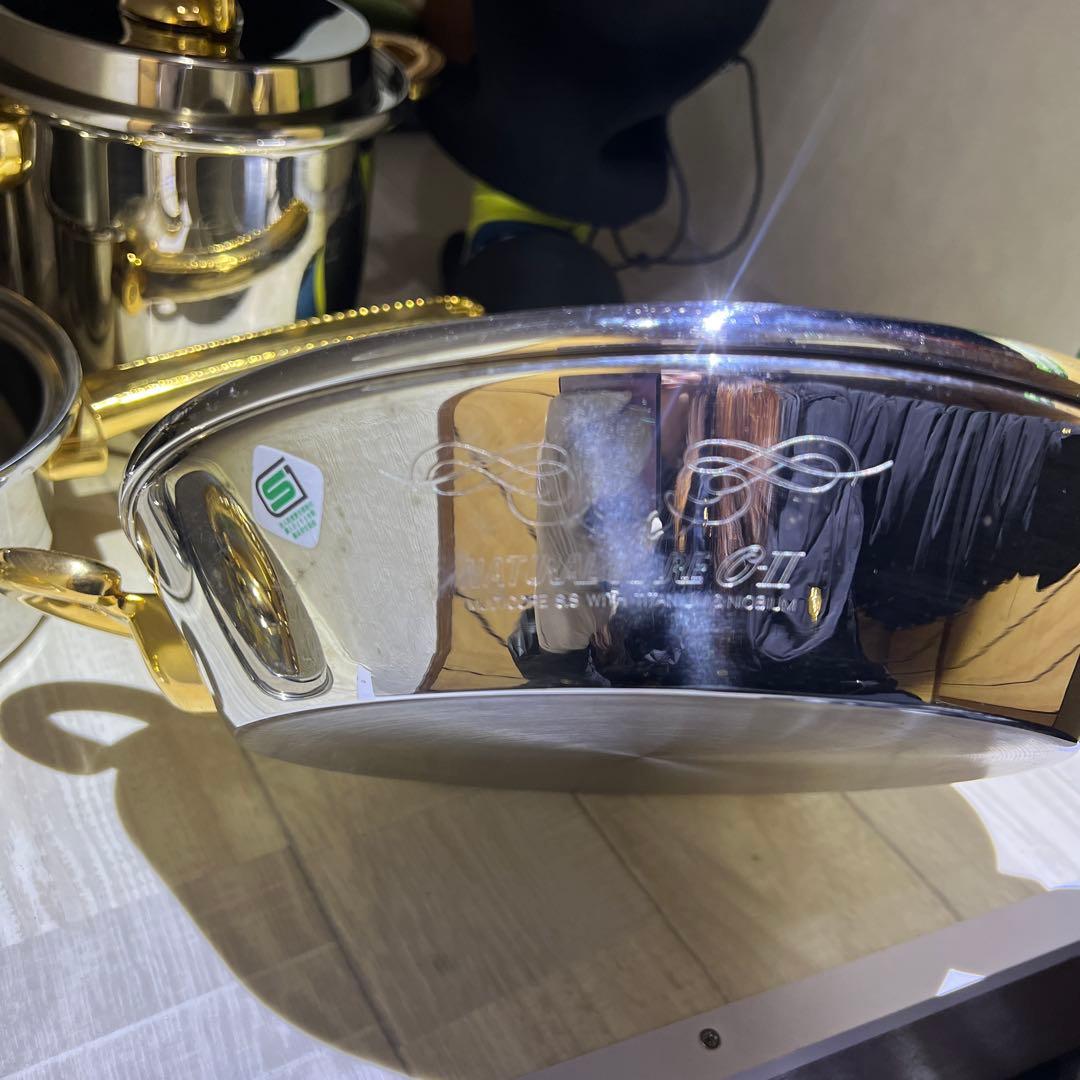 未使用natural ware フライパン 両手鍋 OーⅡ高級ステンレ4本セット