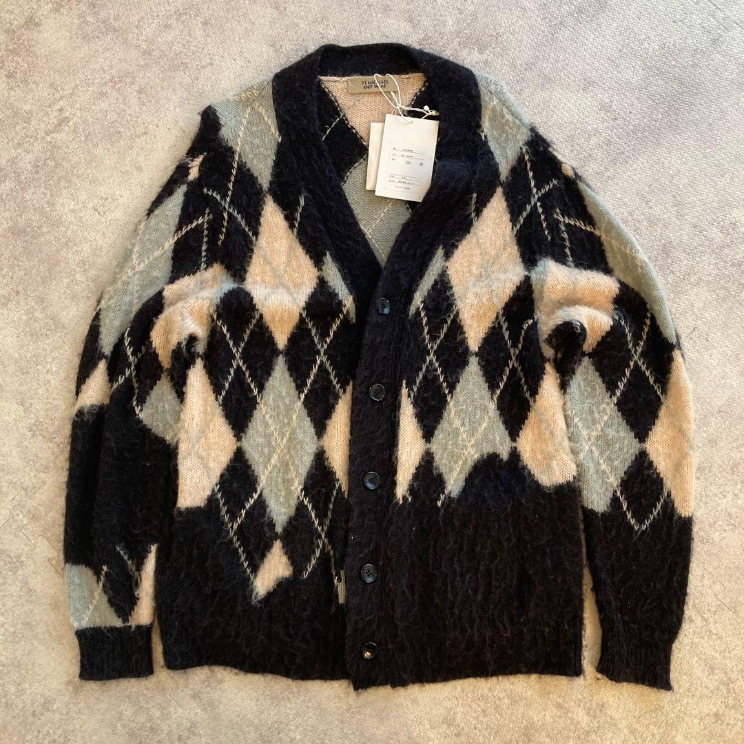 トップス 71MICHAEL EROSION ARGYLE KNIT CARDIGAN