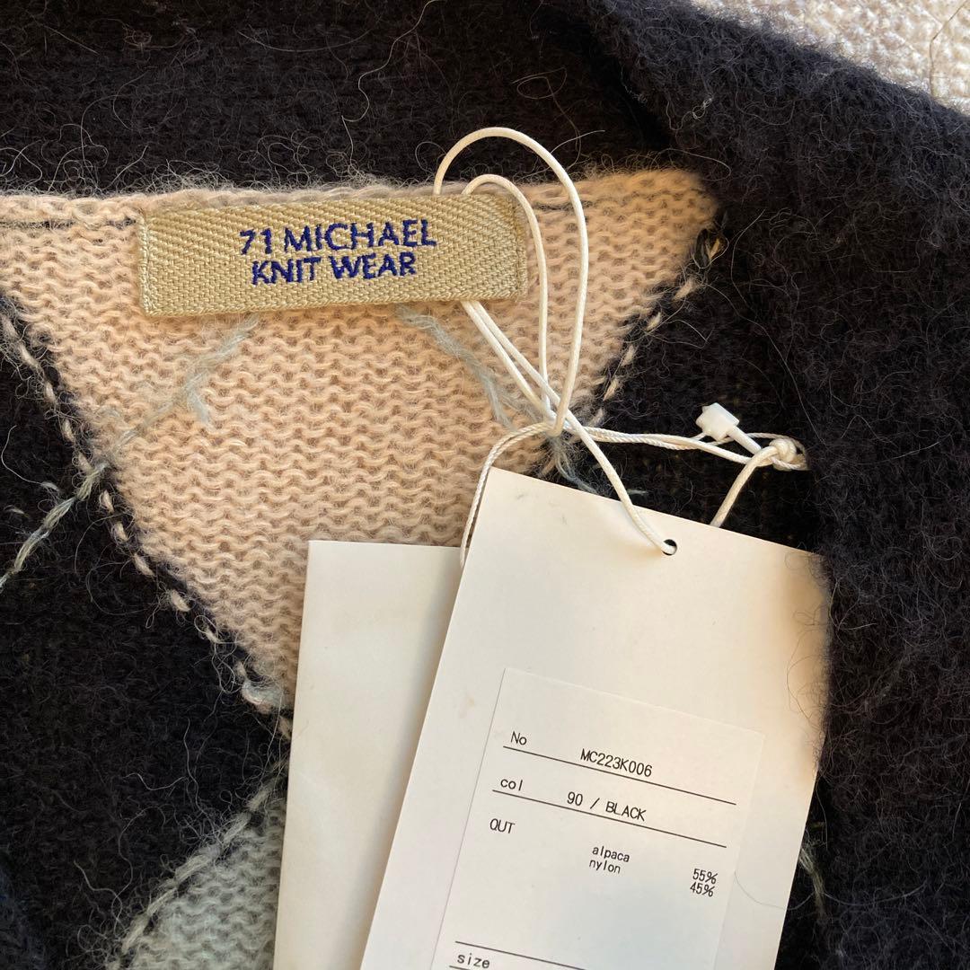 トップス 71MICHAEL EROSION ARGYLE KNIT CARDIGAN