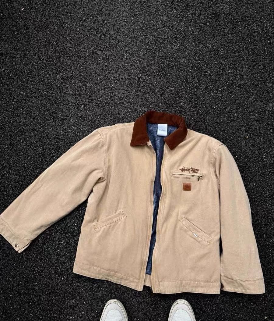 中古Carhartt ×Stüssy コラボ デトロイトジャケット M ベージュ