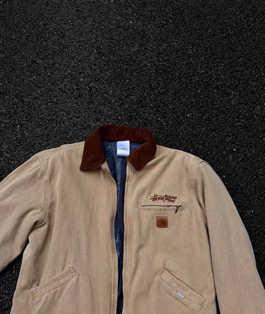 中古Carhartt ×Stüssy コラボ デトロイトジャケット M ベージュ