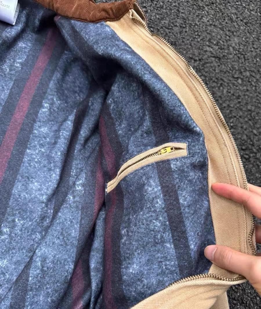 中古Carhartt ×Stüssy コラボ デトロイトジャケット M ベージュ