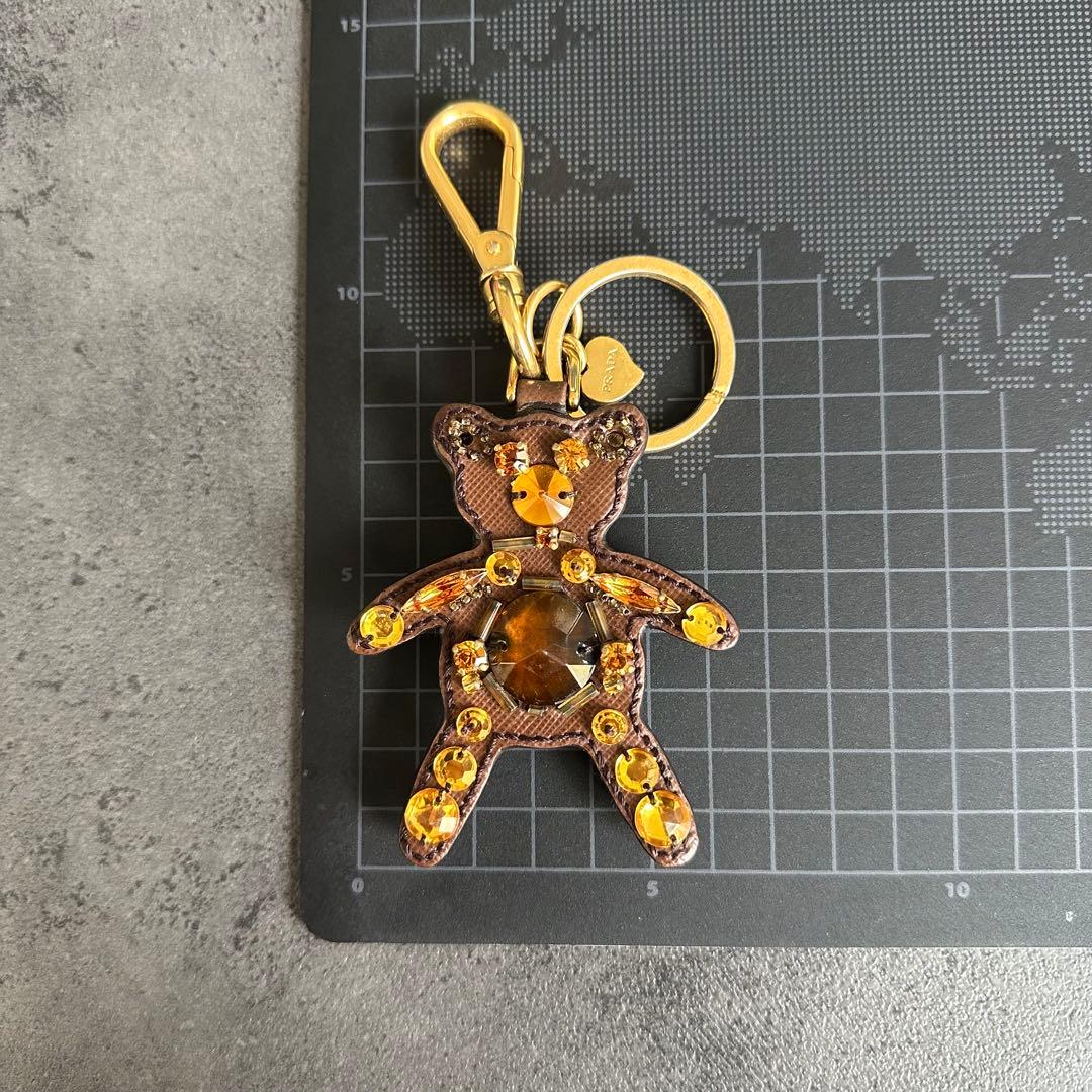 小物 PRADA Bear Crystal Leather Charm
