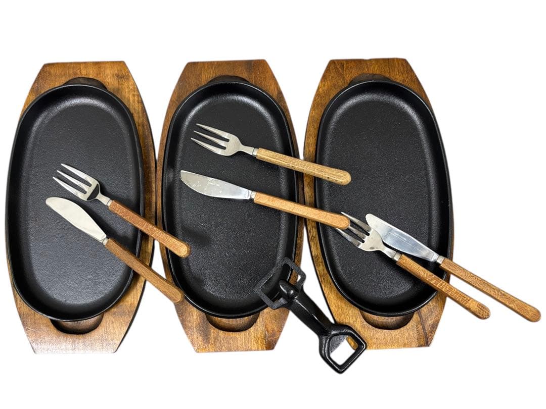 【未使用近い】南部鉄器皿 3客セット 豪華フルセット箱付き