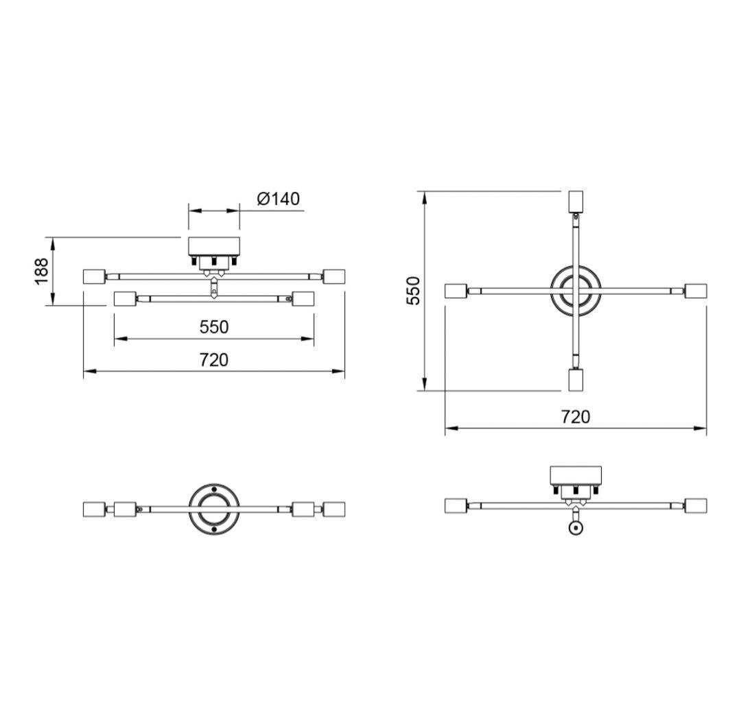 シーリングライト 真鍮製 4灯 電球別売