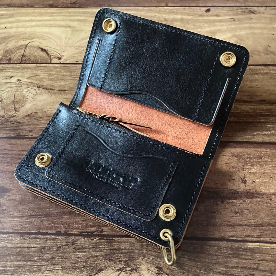 【まるさん】トラッカーウォレット150（ミドル）3層【お札を折らずに収納】